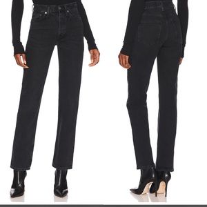 AGOLDE Lana Loose Fit High Rise Straight Jeans, black, size 31